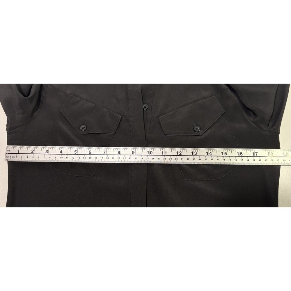 Marciano by Guess Black 100% Silk Blouse Small Utility Pocket Button Down EUC - Picture 7 of 11